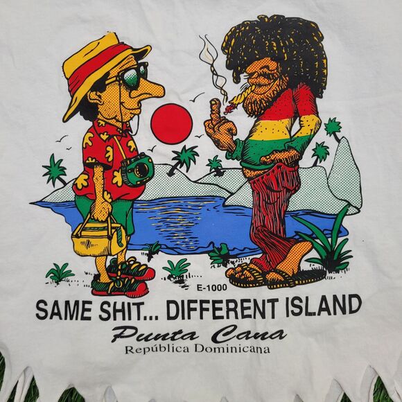 Vintage Jamaican Fringed Shirt Womens Small 18x18 Punta-Cana - Picture 4 of 11